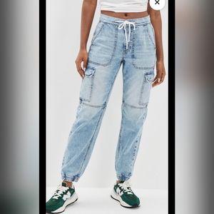 American Eagle Utility Cargo Jogger Denim Jeans Size 6